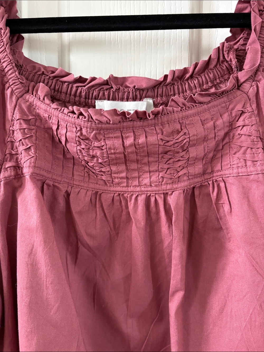 LOFT Dusty Rose Smocked Peasant Top - Picture 4 of 5